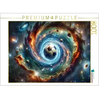 CALVENDO Puzzle Kosmischer Fußball | 1000 Teile Lege-Größe 64x48cm Foto-Puzzle für glückliche Stunden