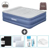 Bestway Luftmatratze - 2-Personen - 152 x 203 x 61 cm - Grau/Blau - Inklusive Zubehör