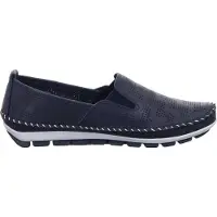 Gemini Damen Slipper Leder Mokassin mit Lochmuster und Wechselsohle 382647-01, Größe:41 EU, Farbe:Blau