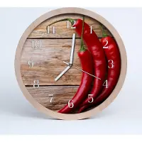 Tulup Holzuhr 30fi cm wanduhr - Chilischoten