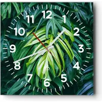 ARTTOR Wanduhr - Quadrat - Glasuhr - Blume Natur - 30x30cm - Schleichendes Uhrwerk - Lautlos - zum Aufhängen bereit - Dekoration Modern - Wanddekoration aus Glas - C4AC30x30-3951