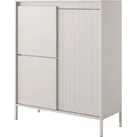 Masseno Kommode SENSATO 104 cm Highboard und 3 Türen für Wohnzimmer Schlafzimmer Modern 104x40x123 cm Beige / Beige