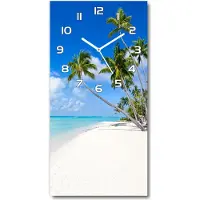Tulup Wanduhr aus Glas – 30x60 cm - Glasbild - Glasuhr - Gehärtetes Glas -Tropischer Strand