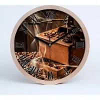 Tulup Holzuhr 20fi cm wanduhr - schwarze Spitzen - Kaffeebohnen
