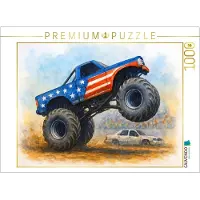 CALVENDO Puzzle Zwei Räder, ein Herzschlag - Monstertruck | 1000 Teile Lege-Größe 64x48cm Foto-Puzzle für glückliche Stunden