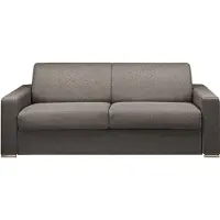 Vente-unique 4-Sitzer-Schlafsofa Express aus meliertem Stoff in Anthrazit - Liegefläche mit breiten Latten 160 cm - Matratze 14 cm mit Memory-Schaum CALITO