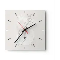 ARTTOR Wanduhr - Quadrat - Glasuhr - Minimalismus Körper Frauen - 40x40cm - Schleichendes Uhrwerk - Lautlos - zum Aufhängen bereit - Dekoration Modern - Wanddekoration aus Glas - C3AC40x40-4831