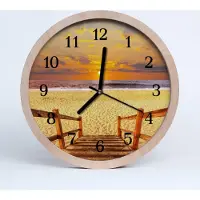 Tulup Holzuhr 20fi cm wanduhr - Brücke Strand-Landschaft