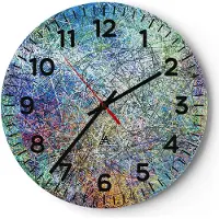 ARTTOR Wanduhr - Rund - Glasuhr - Abstraktion modern - 30x30cm - Schleichendes Uhrwerk - Lautlos - zum Aufhängen bereit - Dekoration Modern - Wanddekoration aus Glas - C4AR30x30-3668