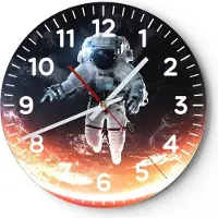 ARTTOR Wanduhr - Rund - Glasuhr - Kosmonaut Weltraum - 40x40cm - Schleichendes Uhrwerk - Lautlos - zum Aufhängen bereit - Dekoration Modern - Wanddekoration aus Glas - C4AR40x40-3500