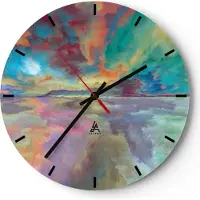 ARTTOR Wanduhr - Rund - Glasuhr - Abstraktion modern - 30x30cm - Schleichendes Uhrwerk - Lautlos - zum Aufhängen bereit - Dekoration Modern - Wanddekoration aus Glas - C3AR30x30-4027