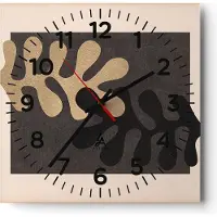 ARTTOR Wanduhr - Quadrat - Glasuhr - Blätter Form Figur - 30x30cm - Schleichendes Uhrwerk - Lautlos - zum Aufhängen bereit - Dekoration Modern - Wanddekoration aus Glas - C4AC30x30-5131