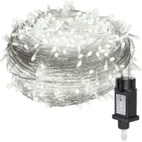 Peviasot LED Lichterkette 10M 100LEDs mit 8 Modi für Innen Weihnachten Party Garten Bedienung Funkelnder Sterneffekt Deko Transparent Kabel Kaltweiß