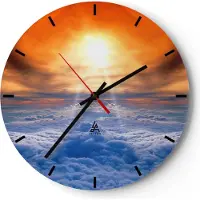 ARTTOR Wanduhr - Rund - Glasuhr - Himmel Wolken Sonnenstrahlen - 40x40cm - Schleichendes Uhrwerk - Lautlos - zum Aufhängen bereit - Dekoration Modern - Wanddekoration aus Glas - C3AR40x40-0343