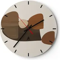 ARTTOR Wanduhr - Rund - Glasuhr - Abstraktion Braun Minimalismus - 40x40cm - Schleichendes Uhrwerk - Lautlos - zum Aufhängen bereit - Dekoration Modern - Wanddekoration aus Glas - C3AR40x40-4212