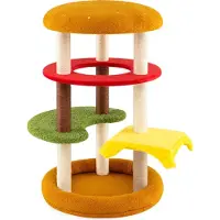 Goplus 106 cm Klein Katzenturm, Hamburger Sisal Kratzbaum mit gepolsterter Aussichtsplattform, Hängematte & Sprungplattformen, Katzenbaum für Katzen