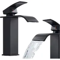 ARI Waschbeck armatur, Wasserhahn Bad Waterfall, Arbeitsplatte, Schwarz matt, Hochdruck, mit Regulierung von Wasserfluss und Wassertemperatur