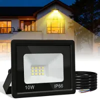 Vigevee LED Strahler Außen 10W, IP66 LED Fluter 120°, Warmweiß 3000K, 1m Kabel ohne Stecker, 10er Set