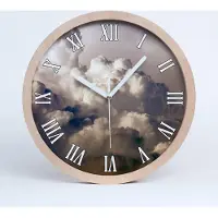 Tulup Holzuhr 25fi cm wanduhr - weiße Spitzen - Wolken im Himmel
