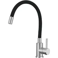 VBChome Küchenarmatur mit flexibler Schwarz Silikonbrause – Flexibler Wasserhahn mit Einhebelmischer für Spüle – Armatur Gebürstetes Detail