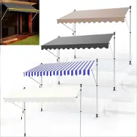 Mucola Klemmmarkise 400-120cm Grau mit LED Balkon Markise Sonnenschutz Terasse Fenstermarkise Balkonmarkise Sonnensegel Windschutz Rollo