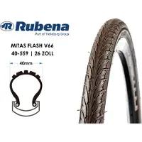 Rubena 26 Zoll Fahrrad Reifen MITAS Flash V66 City Bike Touren Rad Reflexstreifen 40-559 Pannenschutz