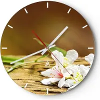 ARTTOR Wanduhr - Rund - Glasuhr - Asien spa bambus blume - 40x40cm - Schleichendes Uhrwerk - Lautlos - zum Aufhängen bereit - Dekoration Modern - Wanddekoration aus Glas - C3AR40x40-2499