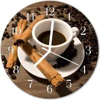 Tulup Glasuhr Wanduhr Küchenuhr Echt-Glas 30fi cm Zimt Kaffee braun