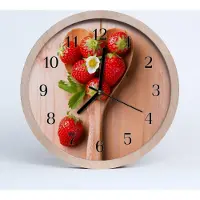 Tulup Holzuhr 30fi cm wanduhr - Erdbeer-Frucht