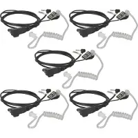 VHBW 5x Headset kompatibel mit Motorola T5800, T5725, T5822, T5820, T5950AA, T5720, T5710, T5900, T5950, T5920 Funkgerät - schwarz, Akustikschlauch