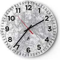 ARTTOR Wanduhr - Rund - Glasuhr - Stadt Karte Rom - 30x30cm - Schleichendes Uhrwerk - Lautlos - zum Aufhängen bereit - Dekoration Modern - Wanddekoration aus Glas - C4AR30x30-4682