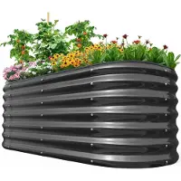 Sonstiges Quictent Hochbeet aus Metall oval - 180 x 90 x 62cm - Rostfrei - Grau