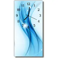 Tulup Glasuhr Wanduhr Küchenuhr Echt-Glas 30x60 Muster Blau