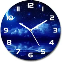 Tulup Wanduhr aus Glas 30fi Glasbild Glasuhr Gehärtetes Glas - weisse-zeiger - Sky at night