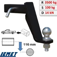 Lemet AHK 2-Zoll Einschub US-Adapter abgesenkt für Chrysler Grand Voyager III 96-00