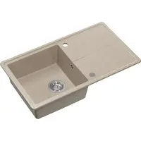 Quadron Spülbecken 1-Becken Spüle | Größe: 78 x 45 x 18,5 cm | TONY 111 | Küchenspüle Granitspüle aus GraniteQ mit Siphon | River Sand & Stahl