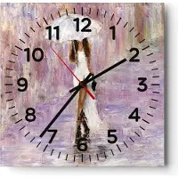 ARTTOR Wanduhr - Quadrat - Glasuhr - Frau Regenschirm - 40x40cm - Schleichendes Uhrwerk - Lautlos - zum Aufhängen bereit - Dekoration Modern - Wanddekoration aus Glas - C4AC40x40-3822