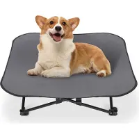 JOIEYOU Hundebett Katzenbett 68x68x21 cm Faltbar Erhöhtes Hundeliege Haustierliege Hundecouch aus Atmungsaktivem Polyester Haustierbett für Garten Outdoor Indoor