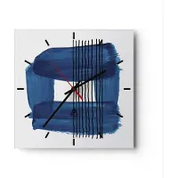 ARTTOR Wanduhr - Quadrat - Glasuhr - Abstraktion Aquarell Blau - 30x30cm - Schleichendes Uhrwerk - Lautlos - zum Aufhängen bereit - Dekoration Modern - Wanddekoration aus Glas - C3AC30x30-4223