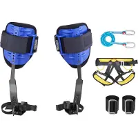 SucceBuy Klettergurte Set, verstellbare Baumkletterausrüstung mit Gurten & Gurtzeug, max. Belastung 159 kg, stabile Stahlsteigeisen, Baumpflegeausrüstung für Obsternte & Outdoor-Aktivitäten