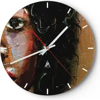 ARTTOR Wanduhr - Rund - Glasuhr - Pastos Porträt afrikanisch - 40x40cm - Schleichendes Uhrwerk - Lautlos - zum Aufhängen bereit - Dekoration Modern - Wanddekoration aus Glas - C3AR40x40-4674