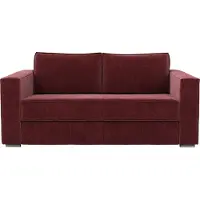 Vente-unique Schlafsofa mit Matratze 3-Sitzer - Chenille-Stoff - Bordeaux - Liegefläche 140 cm - Matratze 22 cm mit Memory-Schaum - LORETO