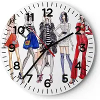 ARTTOR Wanduhr - Rund - Glasuhr - Mode Mädchen Frau Einkaufen - 30x30cm - Schleichendes Uhrwerk - Lautlos - zum Aufhängen bereit - Dekoration Modern - Wanddekoration aus Glas - C4AR30x30-2855