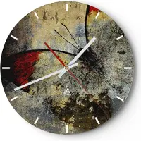 ARTTOR Wanduhr - Rund - Glasuhr - Schmetterling Abstraktion - 30x30cm - Schleichendes Uhrwerk - Lautlos - zum Aufhängen bereit - Dekoration Modern - Wanddekoration aus Glas - C3AR30x30-3678