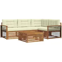 vidaXL Outdoor-Sofagarnitur 5 stk. Natur und Creme