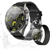Valdus Smartwatch Herren 1,4 Zoll AMOLED HD Touchscreen, 4G LTE, Telefonfunktion, 750mAh Akku, IP67 wasserdicht, Herzfrequenz Fitness-Tracker Schwarz