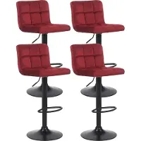 DELUKE 4er Set Barhocker RIVAN - Samt Rot 40x40x85 cm | Barstuhl Mit Lehne Drehbar Tresenhocker Tresenstuhl Kneipenhocker Kneipenstuhl