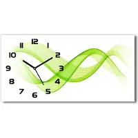 Tulup Wanduhr aus Glas – 60x30 cm - Glasbild - Glasuhr - Gehärtetes Glas - schwarze-zeiger - Bunte Wellen