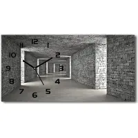 Tulup Wanduhr aus Glas – 60x30 cm - Glasbild - Glasuhr - Gehärtetes Glas - schwarze-zeiger - Brick Tunnel