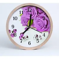 Tulup Holzuhr 30fi cm wanduhr - Rosen Blumen